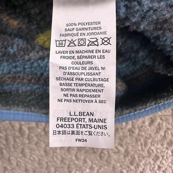 LL Bean Sweater Womens XL Blue Aztec T 1/4 Snap Tight Knit Pullover Fleece - Picture 11 of 11
